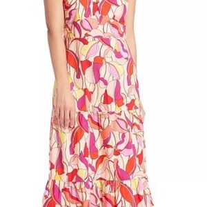 London Times Pink and Red Patterned Maxi Dress